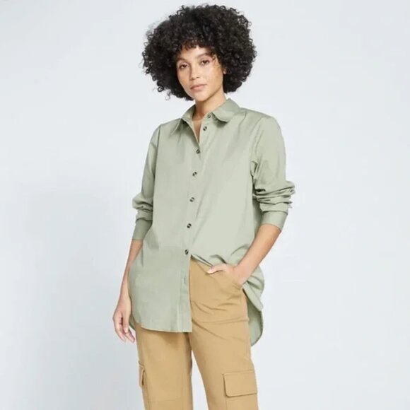Universal Standard NWT Size 00-0 Artist Poplin Shirt - Sage Green - Picture 1 of 11